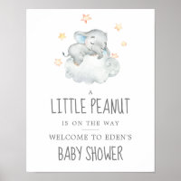 Elephant Boy Little Peanut Baby Shower Welcome Poster
