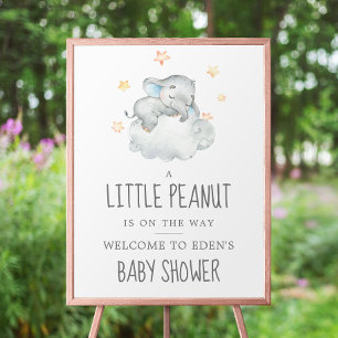 Elephant Boy Little Peanut Baby Shower Welcome Poster