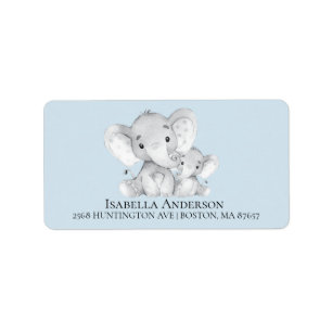 Elephant Boys Baby Shower Address Label