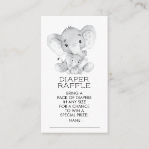 Elephant Boys Baby Shower Diaper Raffle Ticket Enclosure Card