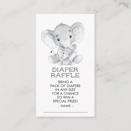 Elephant Boys Baby Shower Diaper Raffle Ticket Enclosure Card
