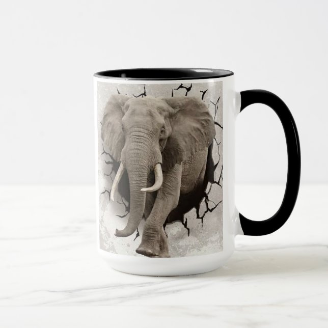 Elephant breaking through wall mug (Right)