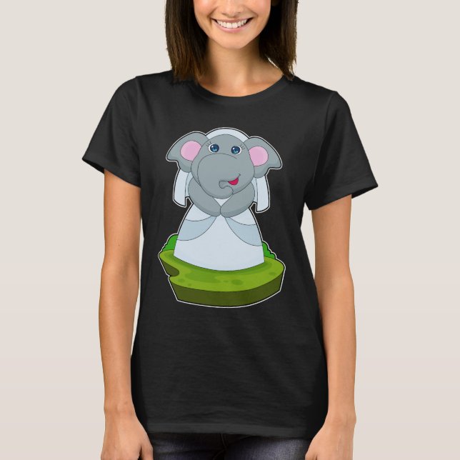 Elephant Bride Veil Wedding T-Shirt (Front)