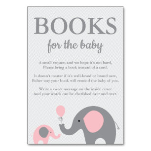 Elephant Bring a Book Cards in Pink and Gray