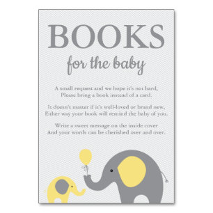Elephant Bring a Book Cards in Yellow and Gray
