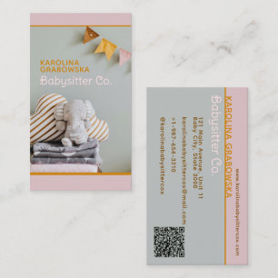 Elephant, Bunting Flag Babysitter  Business Card