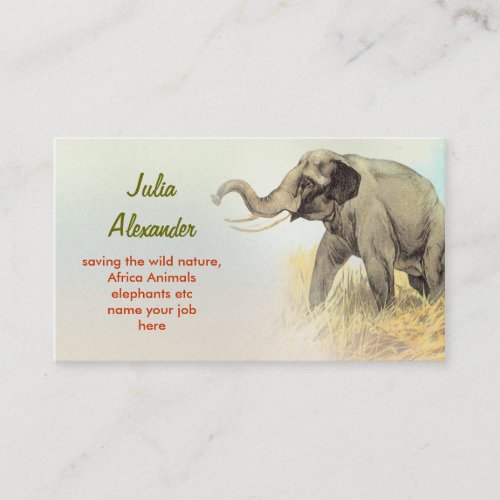 Elephant business card - wild elephant business card for animal lovers and wild nature saver...

