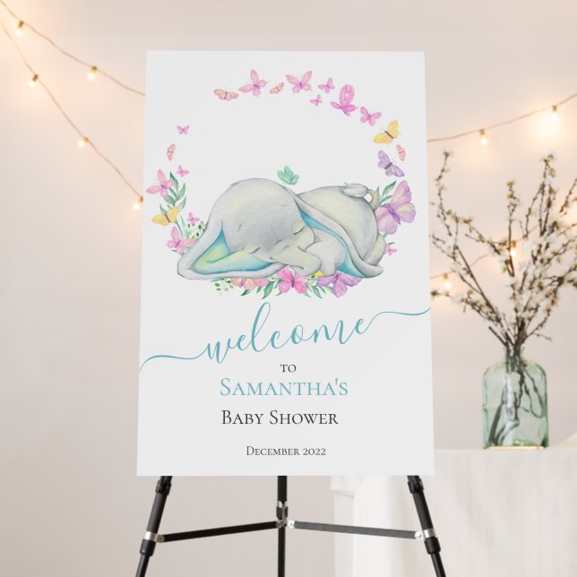 Elephant Butterflies Blue  Foam Board (In Situ (Stand))