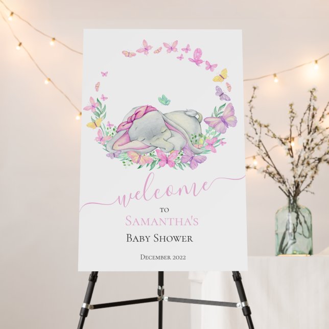 Elephant Butterflies PINK  Foam Board (In Situ (Stand))