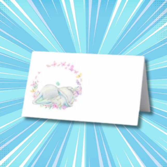 Elephant Butteries Blue Place Card (Creator Uploaded)