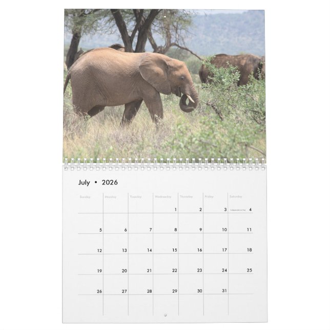 Elephant Calendar  (Jul 2026)