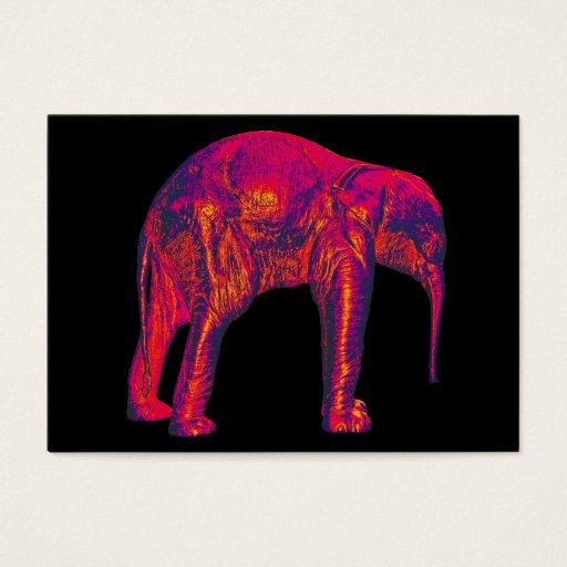 Customizable Elephant Calf, Red/Pink, Black Back Business Cards