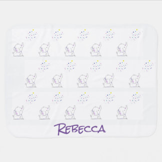 Elephant Cartoon Blowing Colorful Shapes Baby Blanket