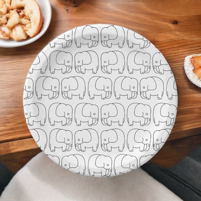 Elephant Cartoon Paper Plates (baby elephant theme,birthday,wedding,baby shower,special occasion event paper plate party supplies)