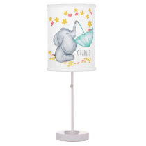 Elephant Catching Stars Personalized Nursery Table Lamp