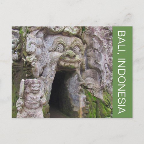 elephant cave bali postcard
