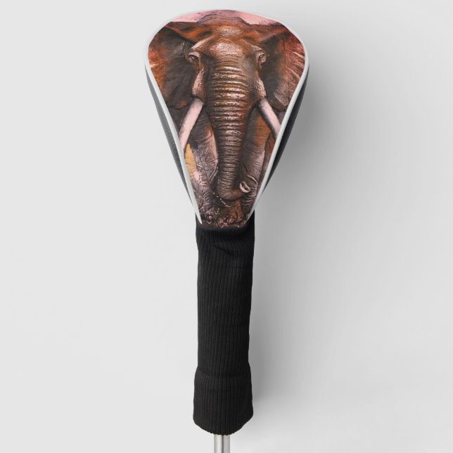 Elephant Charging   Golf Head Cover (Front)