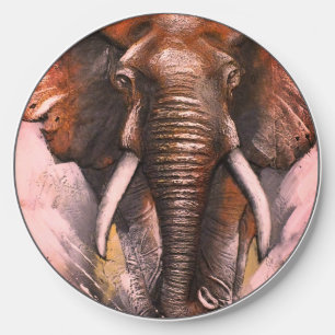 Elephant Charging - pink hued Wireless Charger