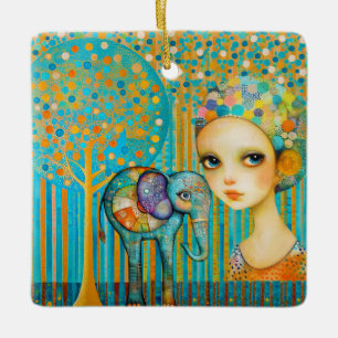 Elephant Charm Ceramic Ornament