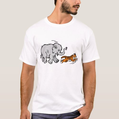 Elephant Chasing Tiger T_Shirt