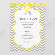 Elephant Chevron Yellow Baby Shower Thank You Card