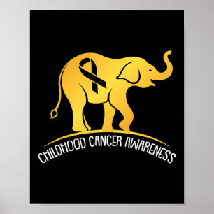 Elephant Childhood Cancer Awareness Ribbon Warrior Poster