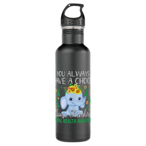 Elephant Choose Kind Mental Health Awareness Stainless Steel Water Bottle