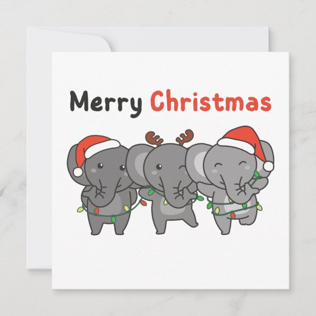 Elephant Christmas Animals Elephants Merry Invitat Invitation (Front)