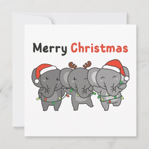 Elephant Christmas Animals Elephants Merry Invitat Invitation