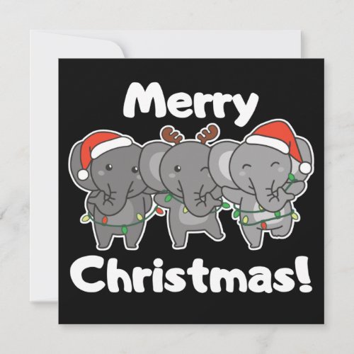 Elephant Christmas Animals Elephants Merry Invitat Invitation