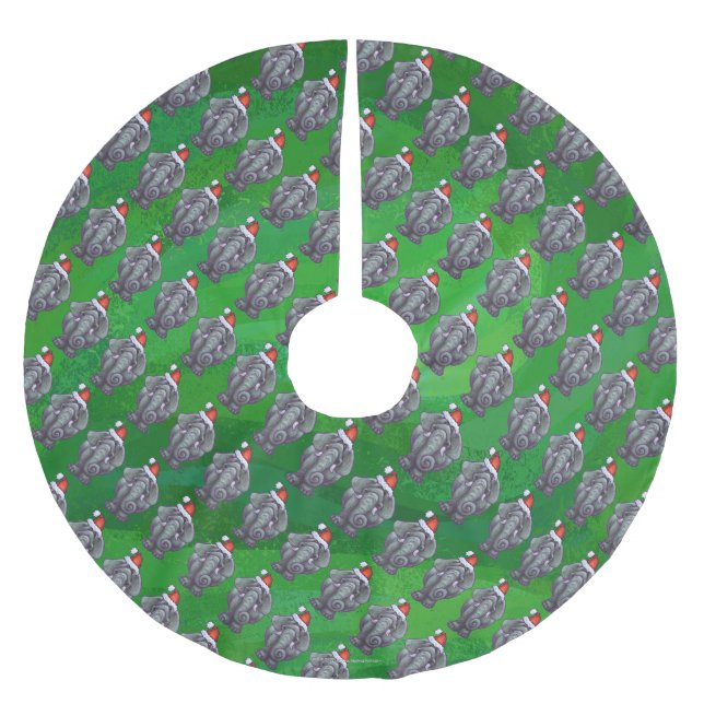 Elephant Christmas Brushed Polyester Tree Skirt (Front)