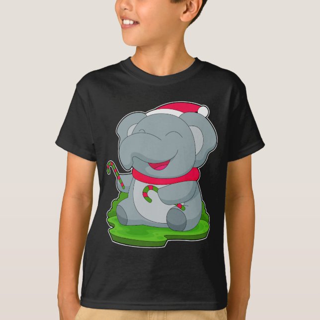 Elephant Christmas Candy cane T-Shirt (Front)