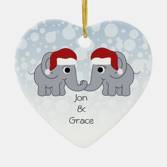 Elephant Christmas Ceramic Ornament (Front)