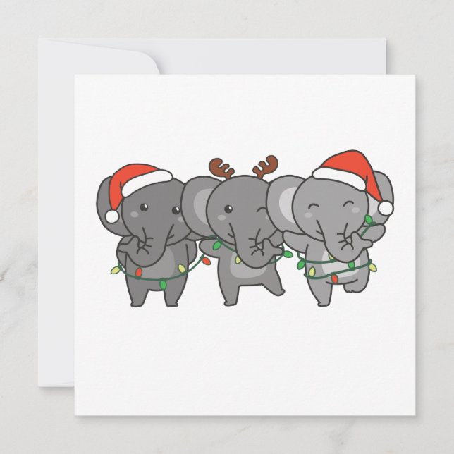 Elephant Christmas Christmas Animals Cute Invitati Invitation (Front)
