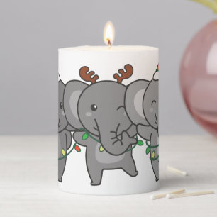 Elephant Christmas Christmas Animals Cute Pillar C Candle