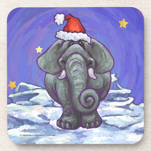 Elephant Christmas Coaster (Front)
