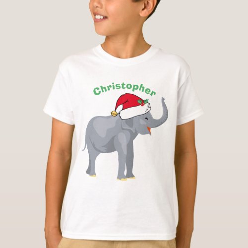 Elephant Christmas Cute Custom Holiday Kids T_Shirt