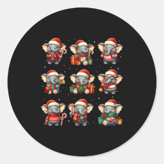 Elephant Christmas Funny Elephant Lover Pajama Men Classic Round Sticker