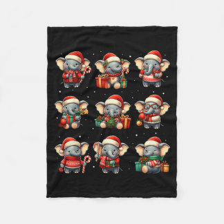 Elephant Christmas Funny Elephant Lover Pajama Men Fleece Blanket
