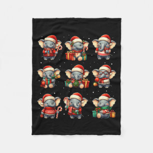 Elephant Christmas Funny Elephant Lover Pajama Men Fleece Blanket