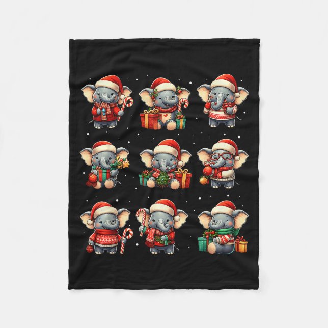 Elephant Christmas Funny Elephant Lover Pajama Men Fleece Blanket (Front)