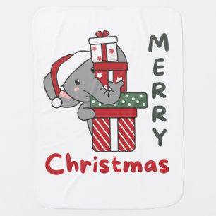 Elephant Christmas Gift Winter Animals Elephant Ba Baby Blanket