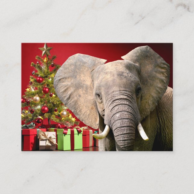 Elephant Christmas Greetings Business Card (Front)