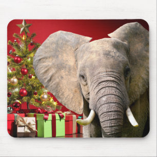 Elephant Christmas Greetings Mouse Pad