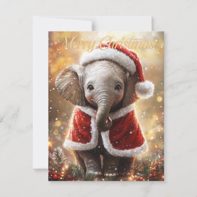 Elephant Christmas Holiday Card (Front)