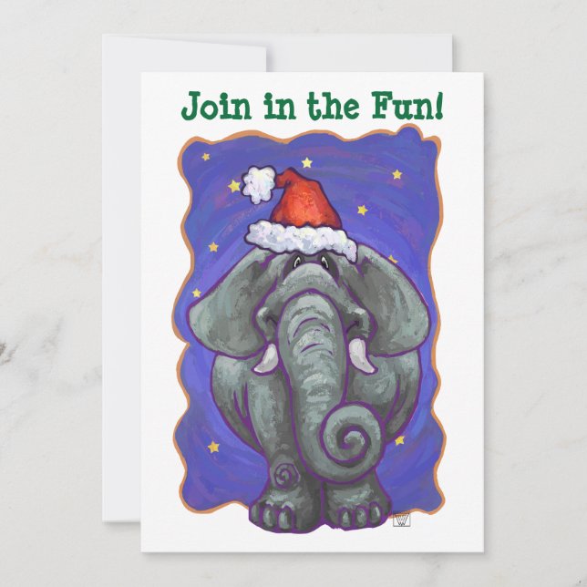 Elephant Christmas Invitation (Front)