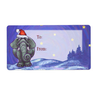Elephant Christmas Label