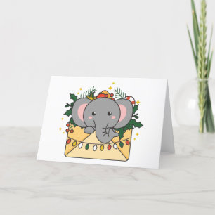 Elephant Christmas Letter Winter Animals Elephants Holiday Card