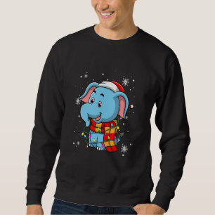 Elephant Christmas Lights Led Santa Hat Christma Sweatshirt