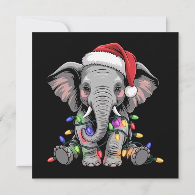 Elephant Christmas Lights Xmas Holiday Wild Animal (Front)